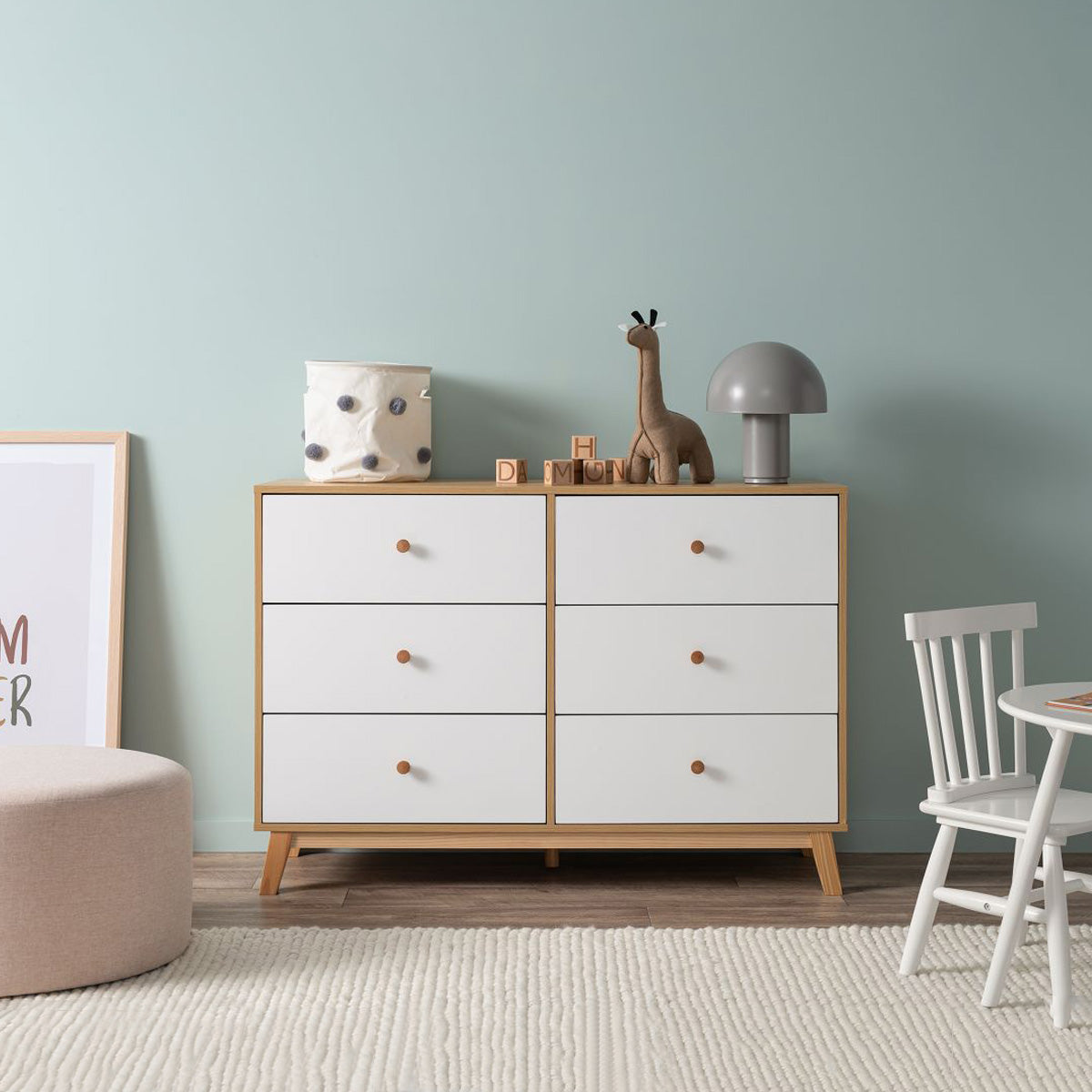 Aspen Six Drawer - White/Natural - Mocka Australia