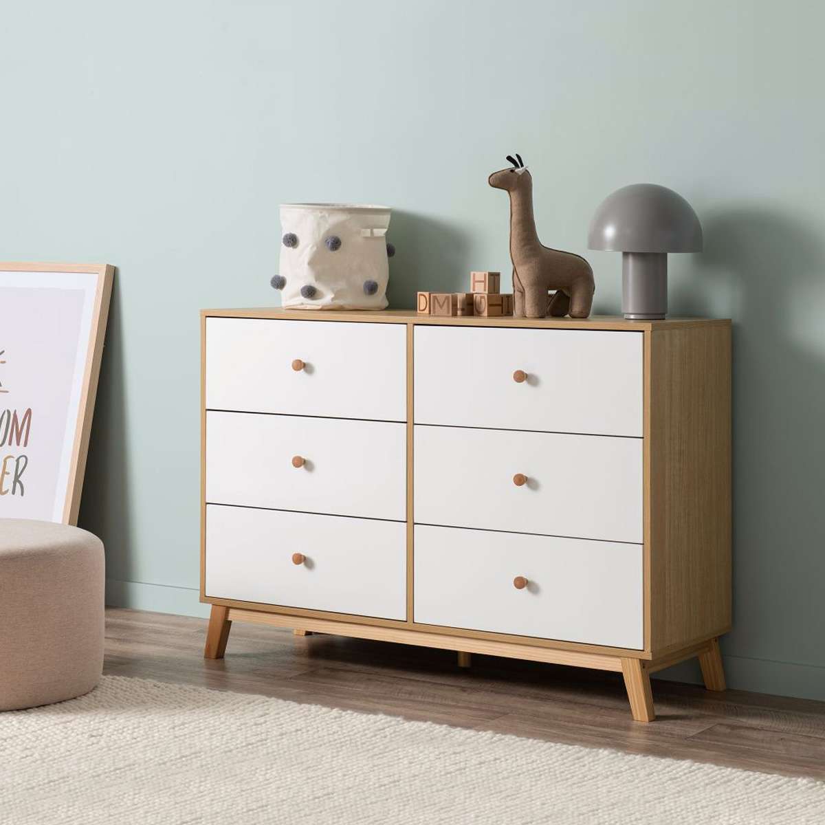 Aspen Six Drawer - White/Natural