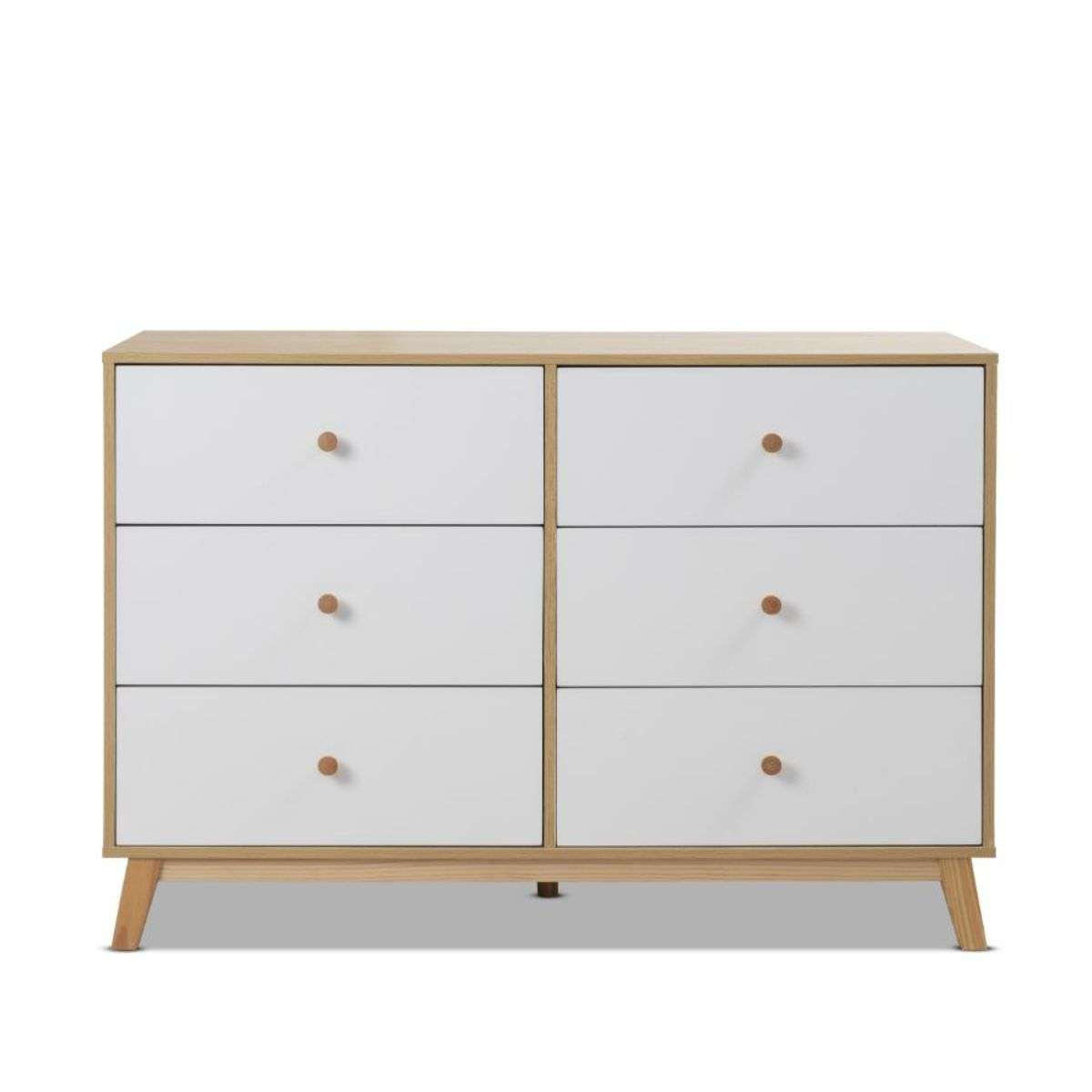 Aspen Six Drawer - White/Natural - Mocka Australia