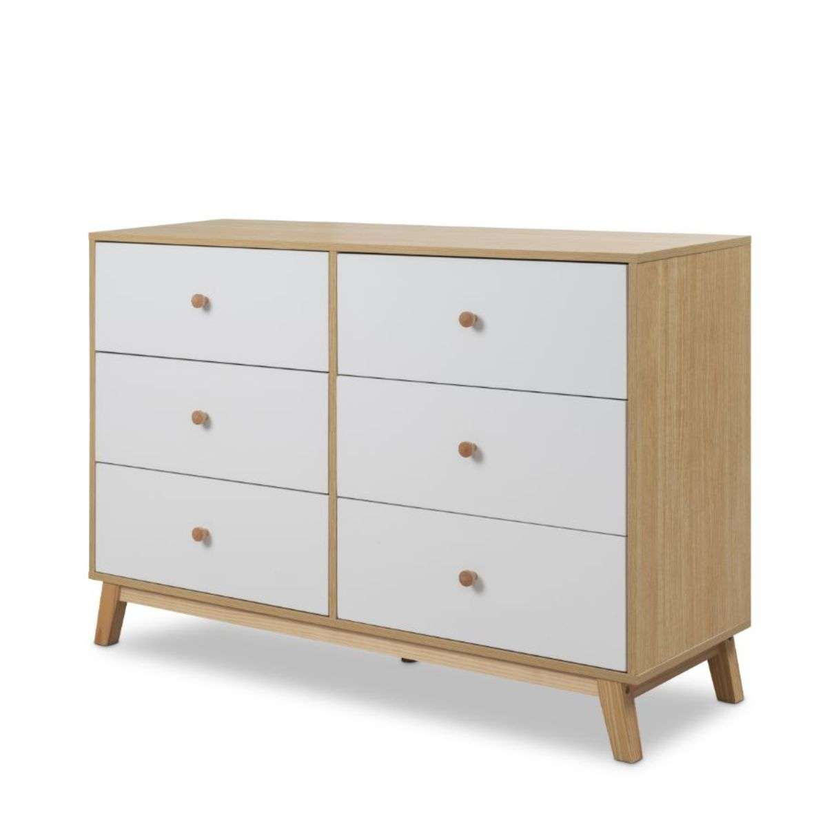 Aspen Six Drawer - White/Natural - Mocka Australia