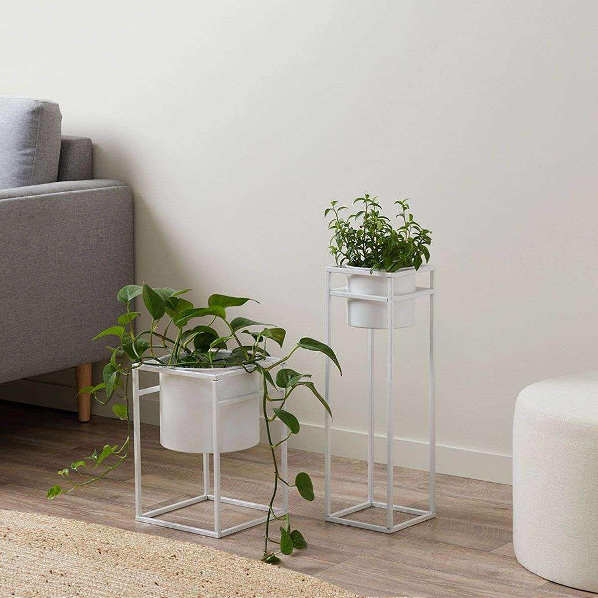 Brent Metal Plant Stand White - Short - Mocka Australia