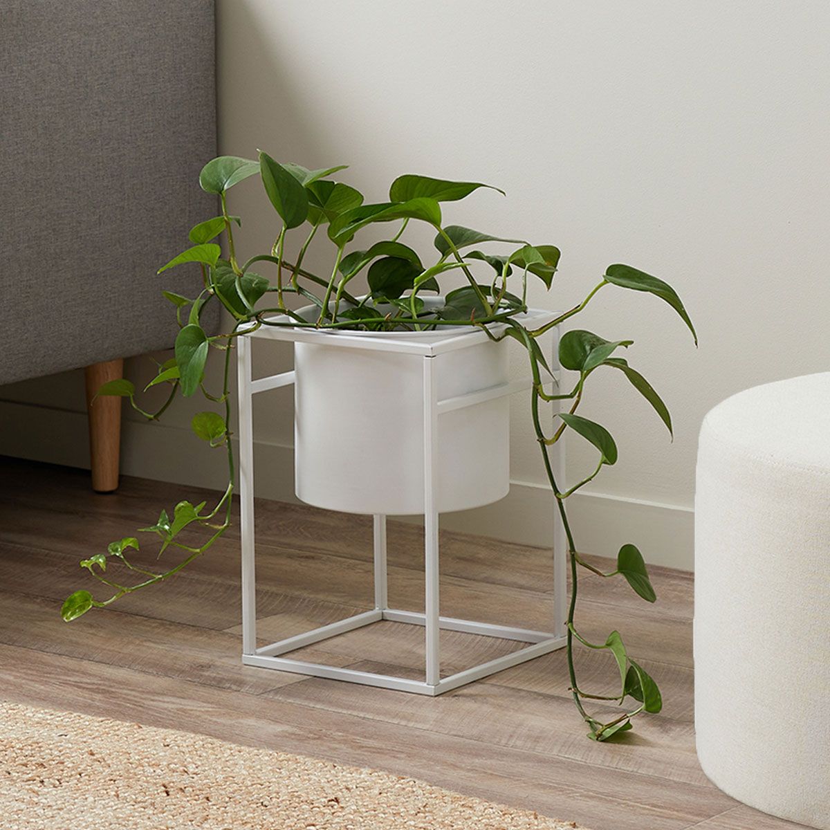 Brent Metal Plant Stand White - Short - Mocka Australia