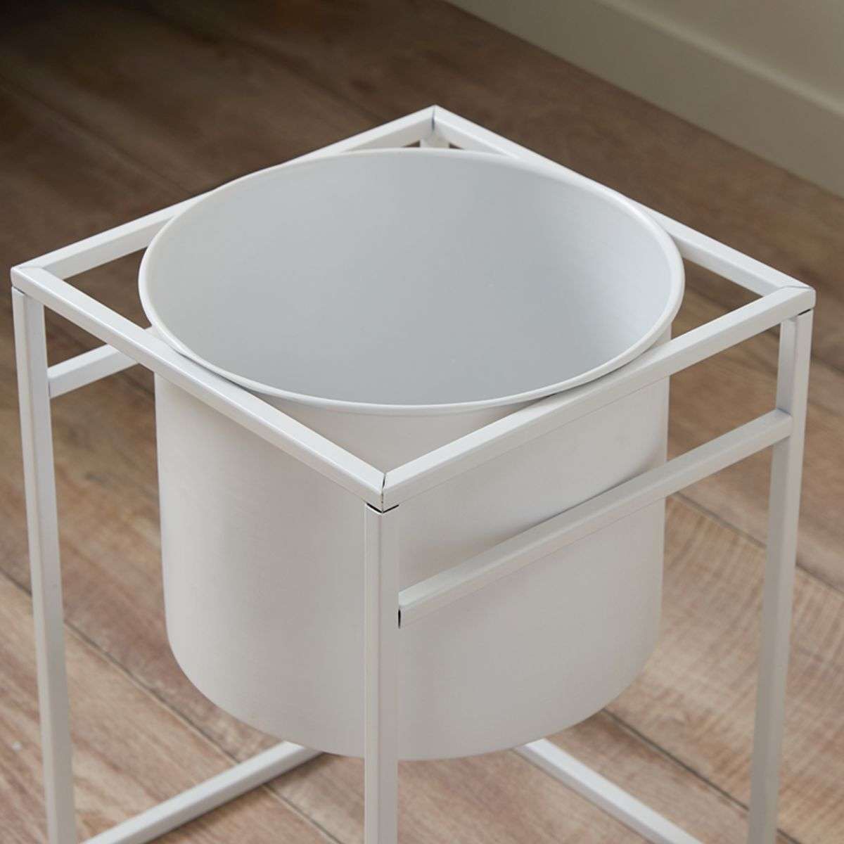 Brent Metal Plant Stand White - Short - Mocka Australia
