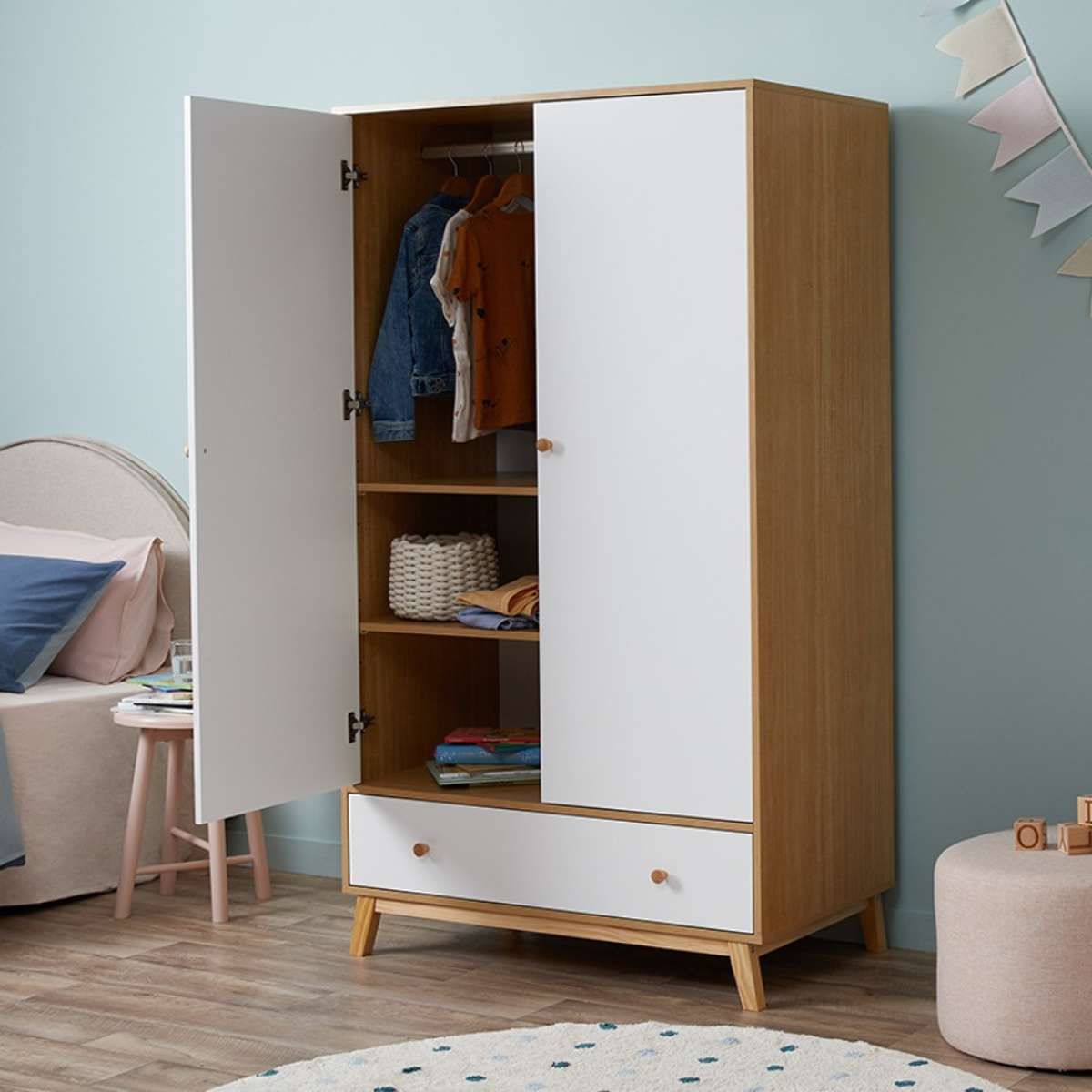 Aspen Wardrobe - White/Natural