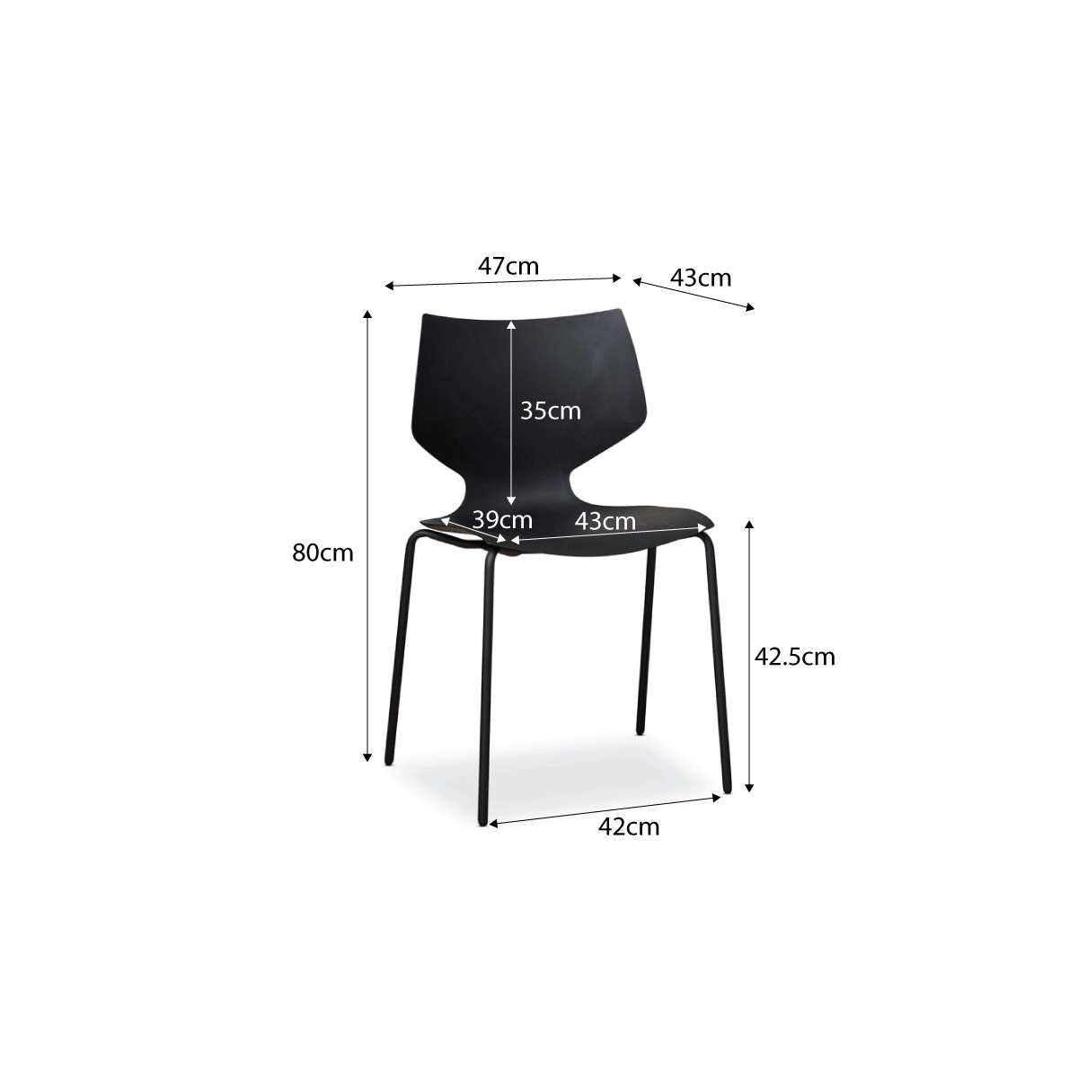 Pia Dining Chair - Set of 2 - Black