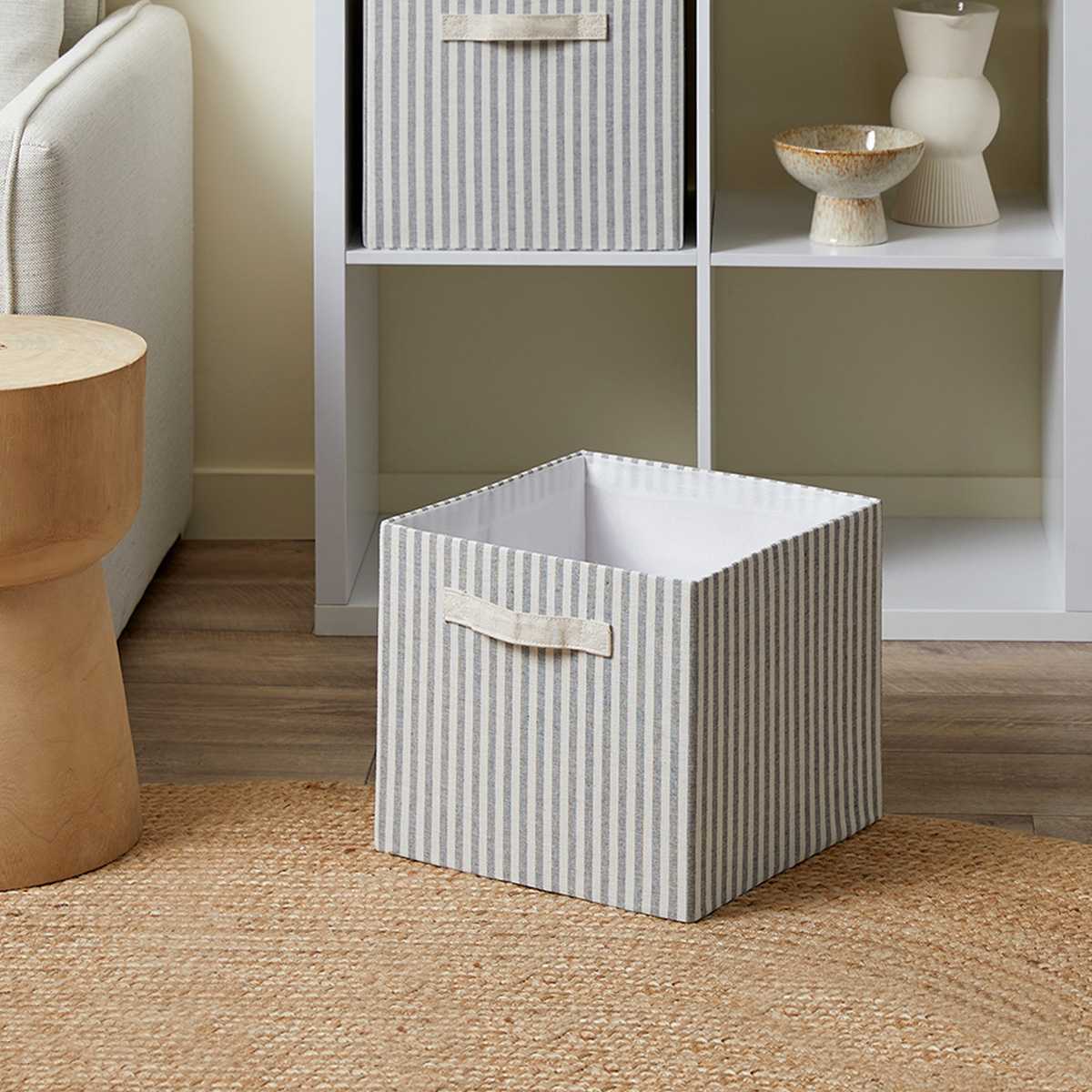 Hamptons Stripe Cube Basket