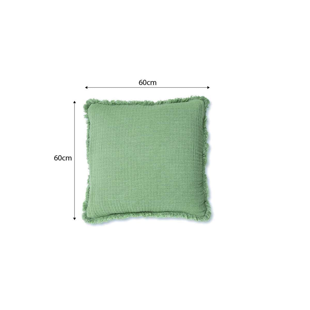 Molly Fringed Cotton Euro Cushion - Khaki Green