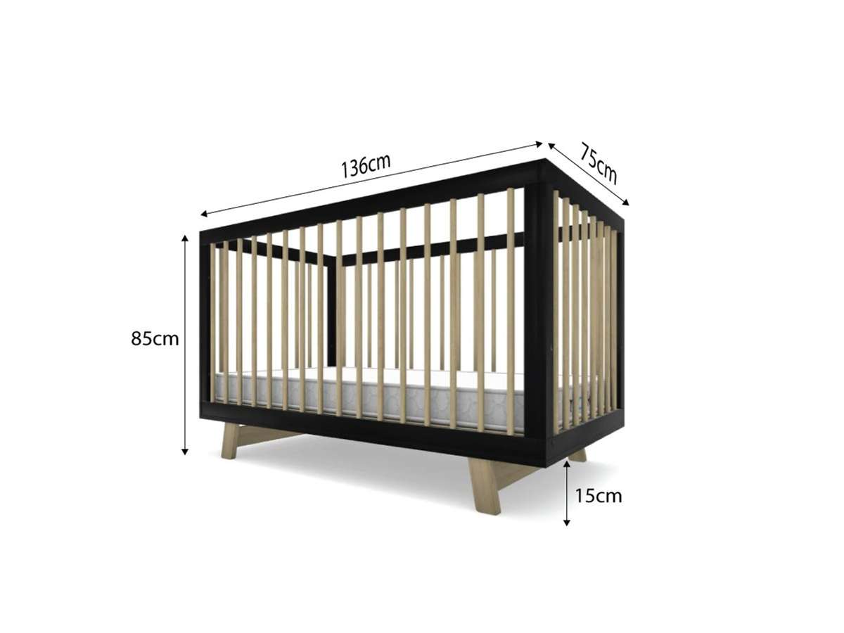 Aspen Classic Cot - Black/Natural - Mocka Australia