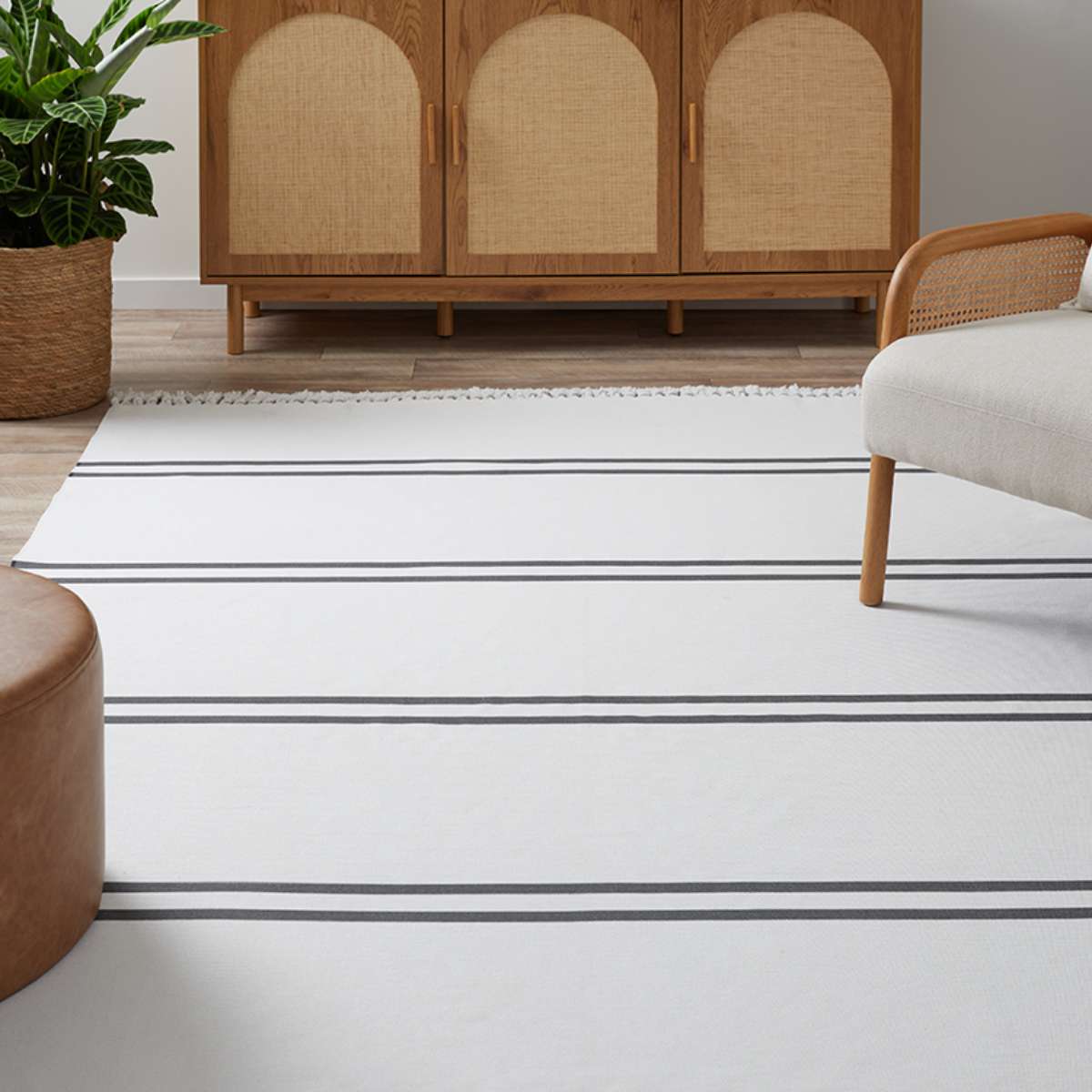 Kobie Cotton Blend Striped Floor Rug - Extra Large - Mocka Australia