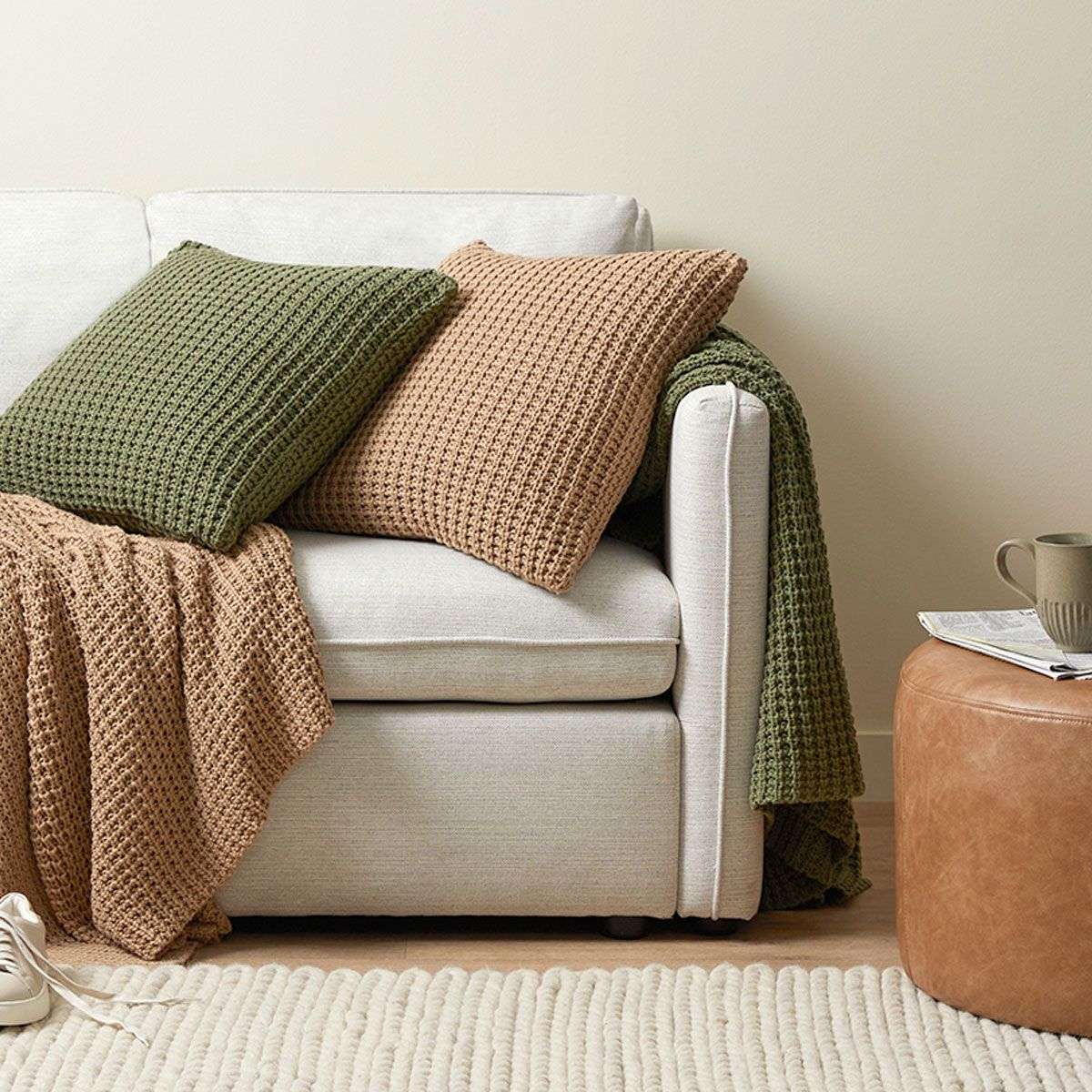 Brennan Knit Cushion Cover - Khaki