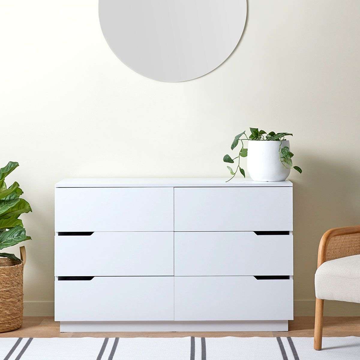 Zack Six Drawer - White Bundle