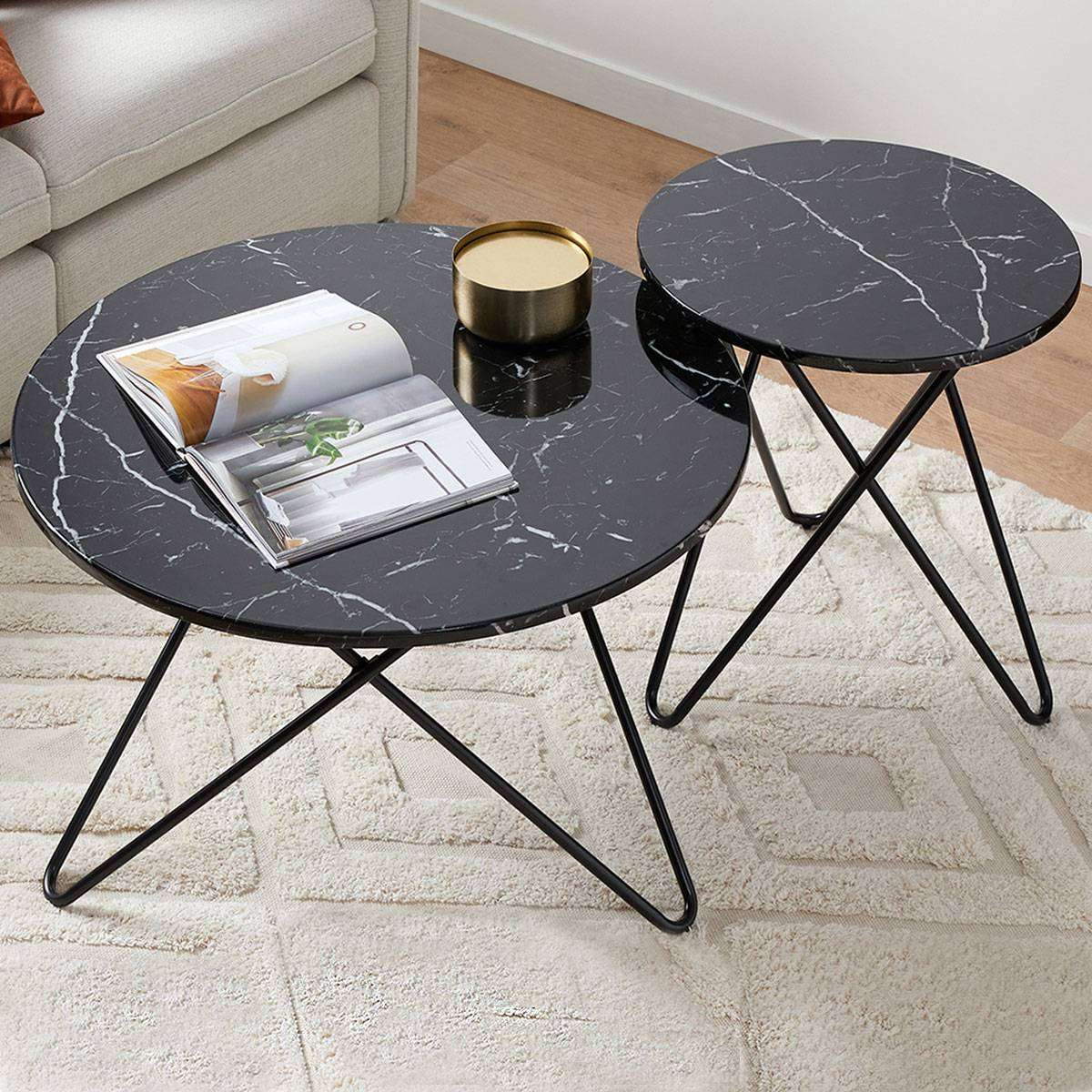Lewis Coffee Table Set of 2 Black Home Furniture