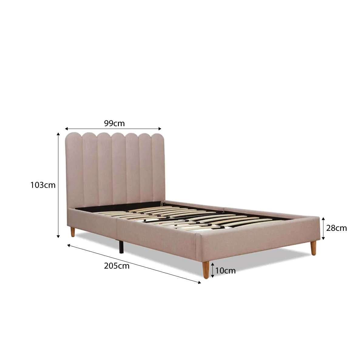 Fiona Single Bed - Dusty Pink