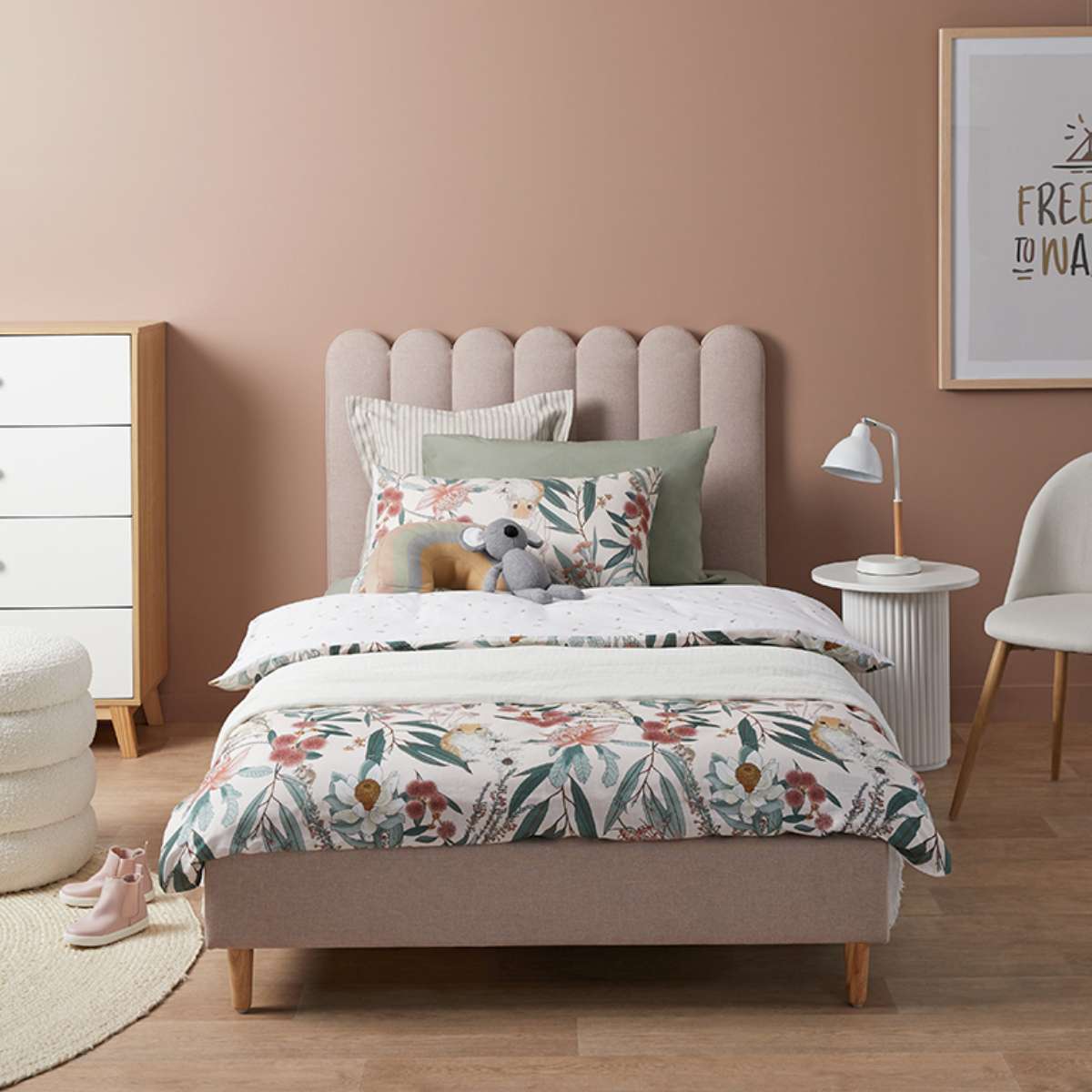 Fiona Single Bed - Dusty Pink