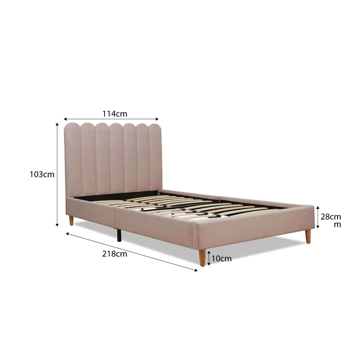 Fiona King Single Bed - Dusty Pink