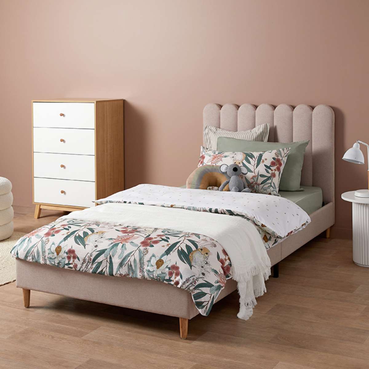 Fiona King Single Bed - Dusty Pink - Mocka Australia