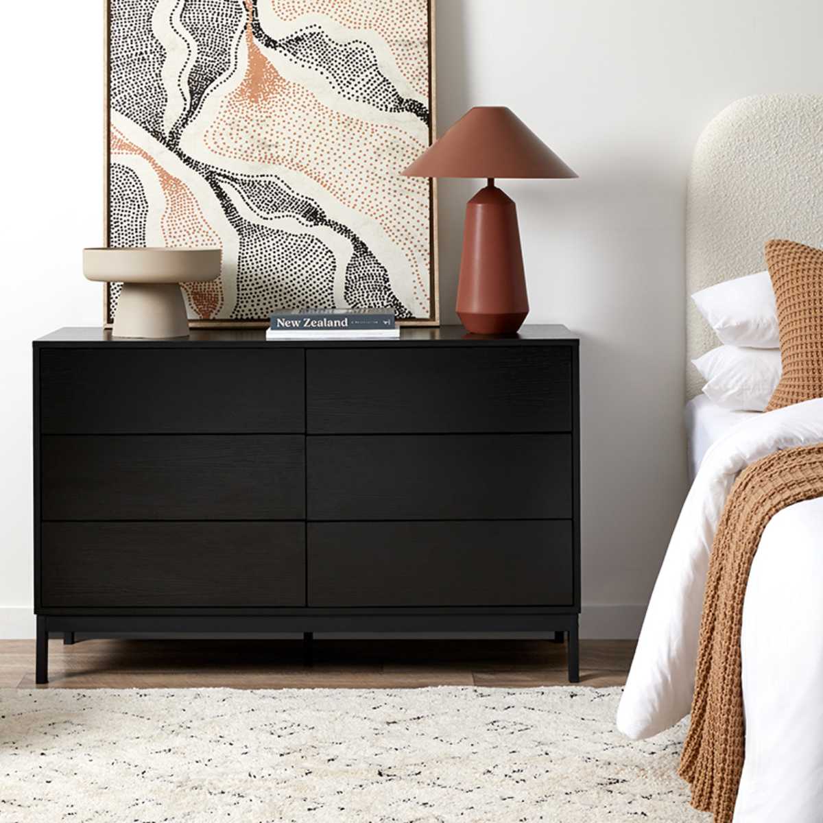 Zander Six Drawer - Black