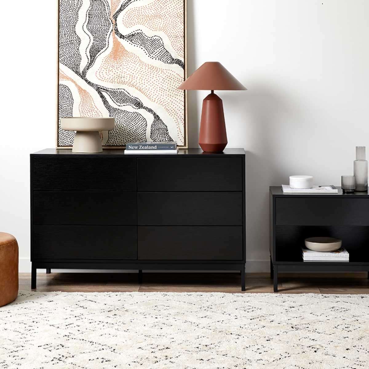 Zander Six Drawer - Black