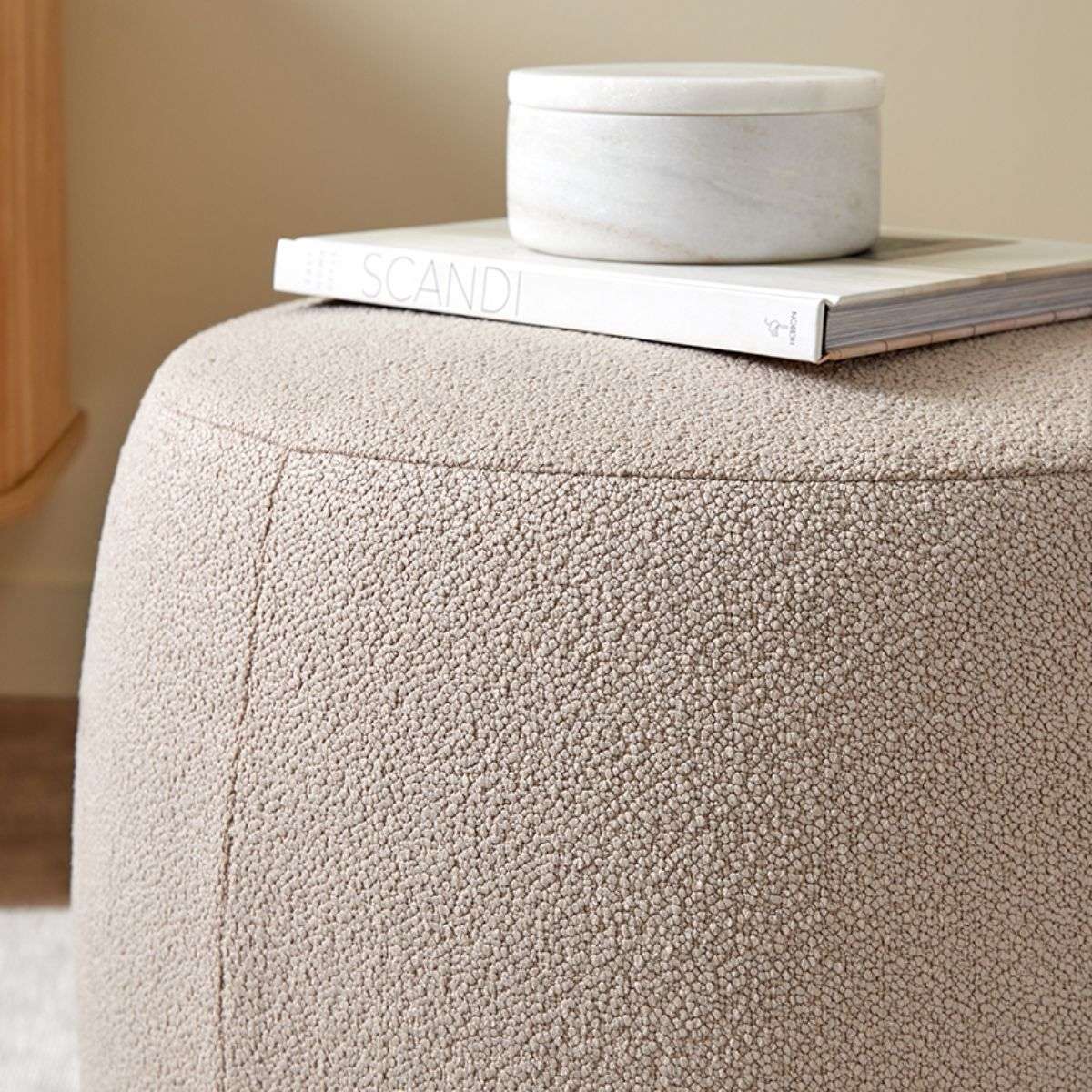 Smooth Boucle Ottoman - Small - Hazelnut