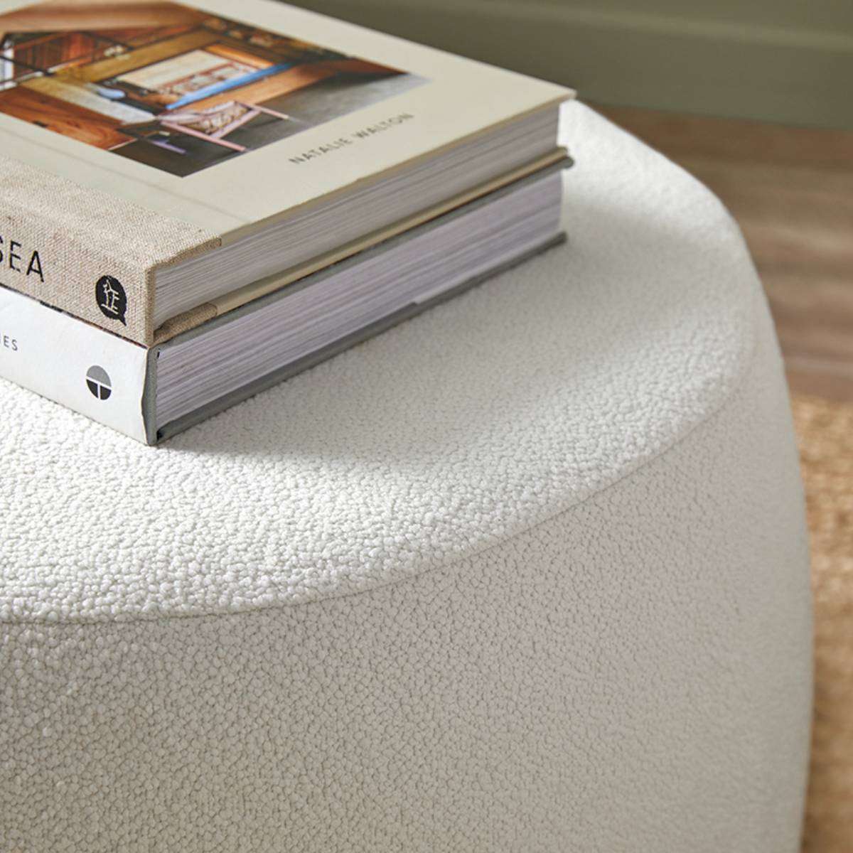 Smooth Boucle Ottoman - Large - Cream