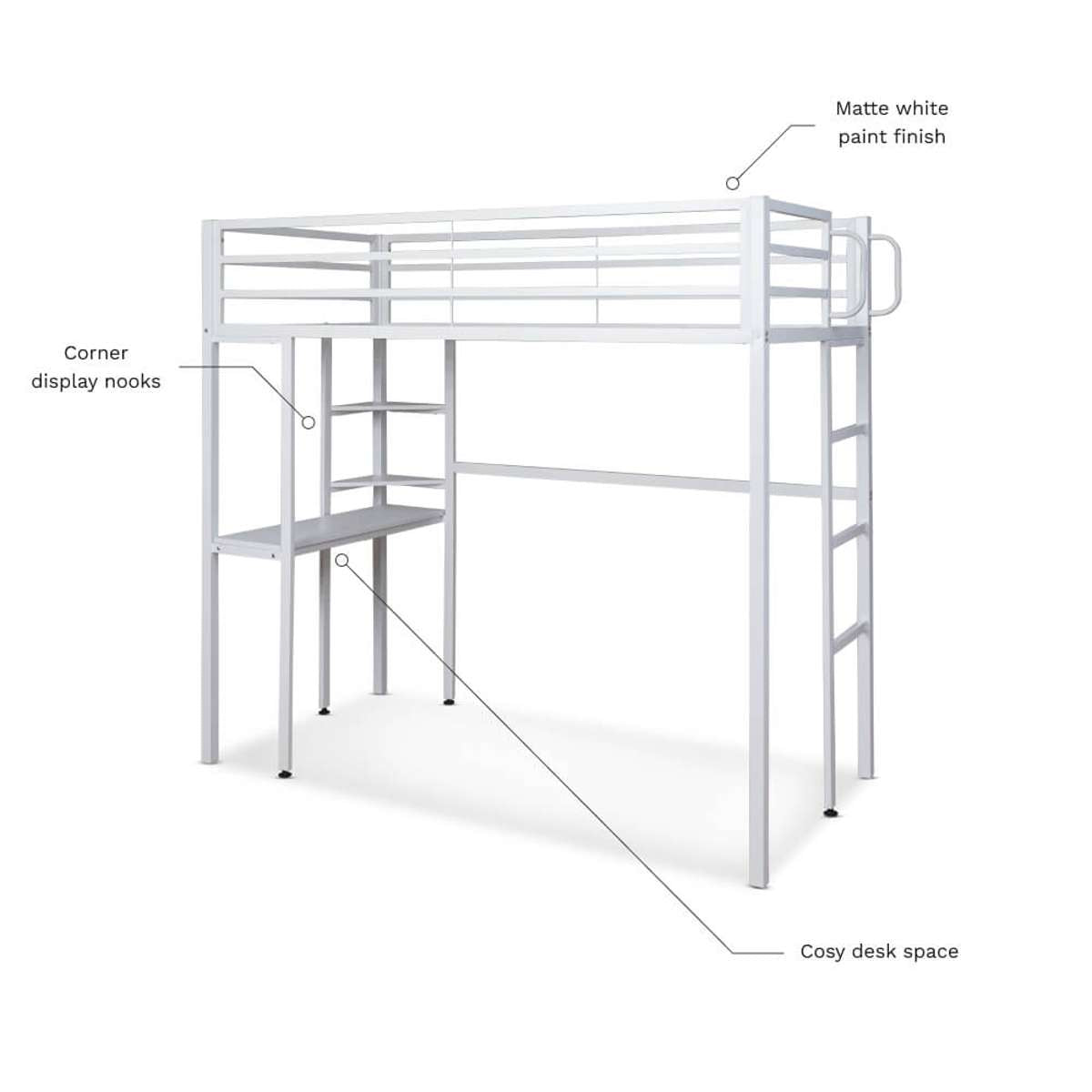 Lacie Metal Loft Bed with Desk