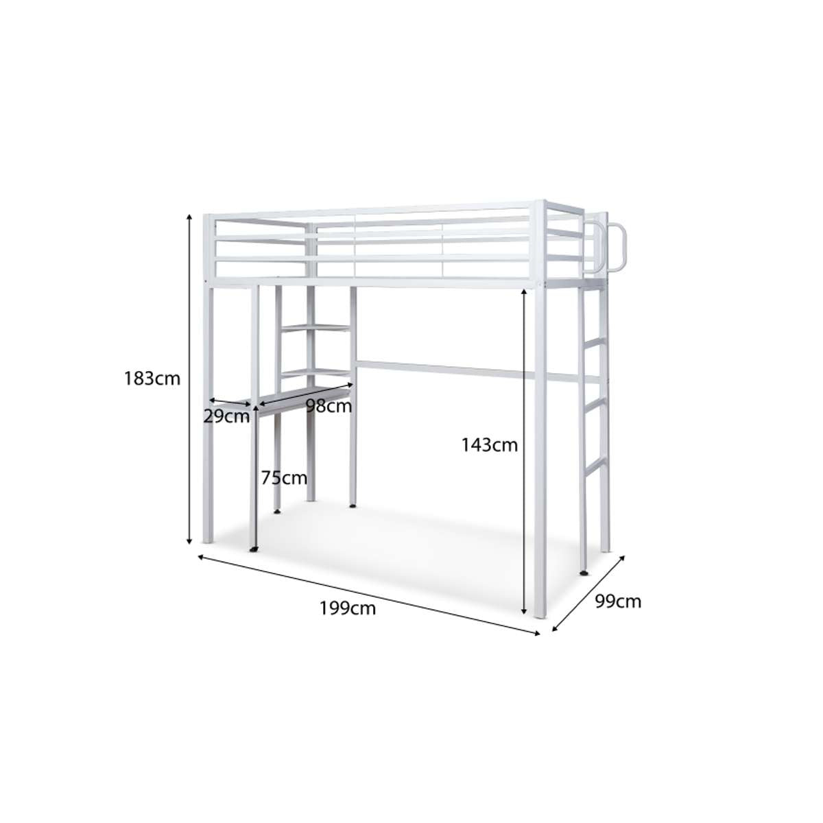 Lacie Metal Loft Bed with Desk