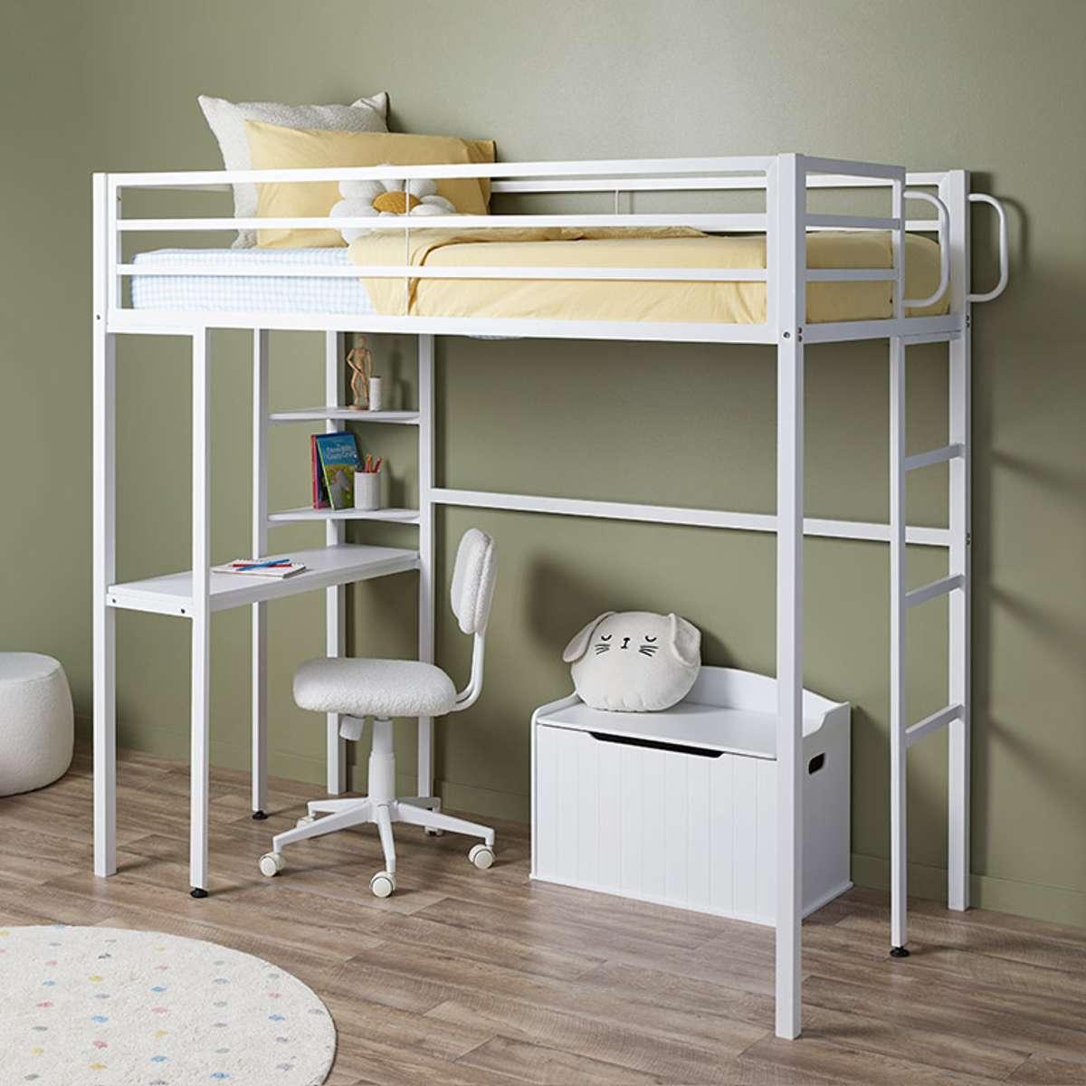 Lacie Metal Loft Bed with Desk