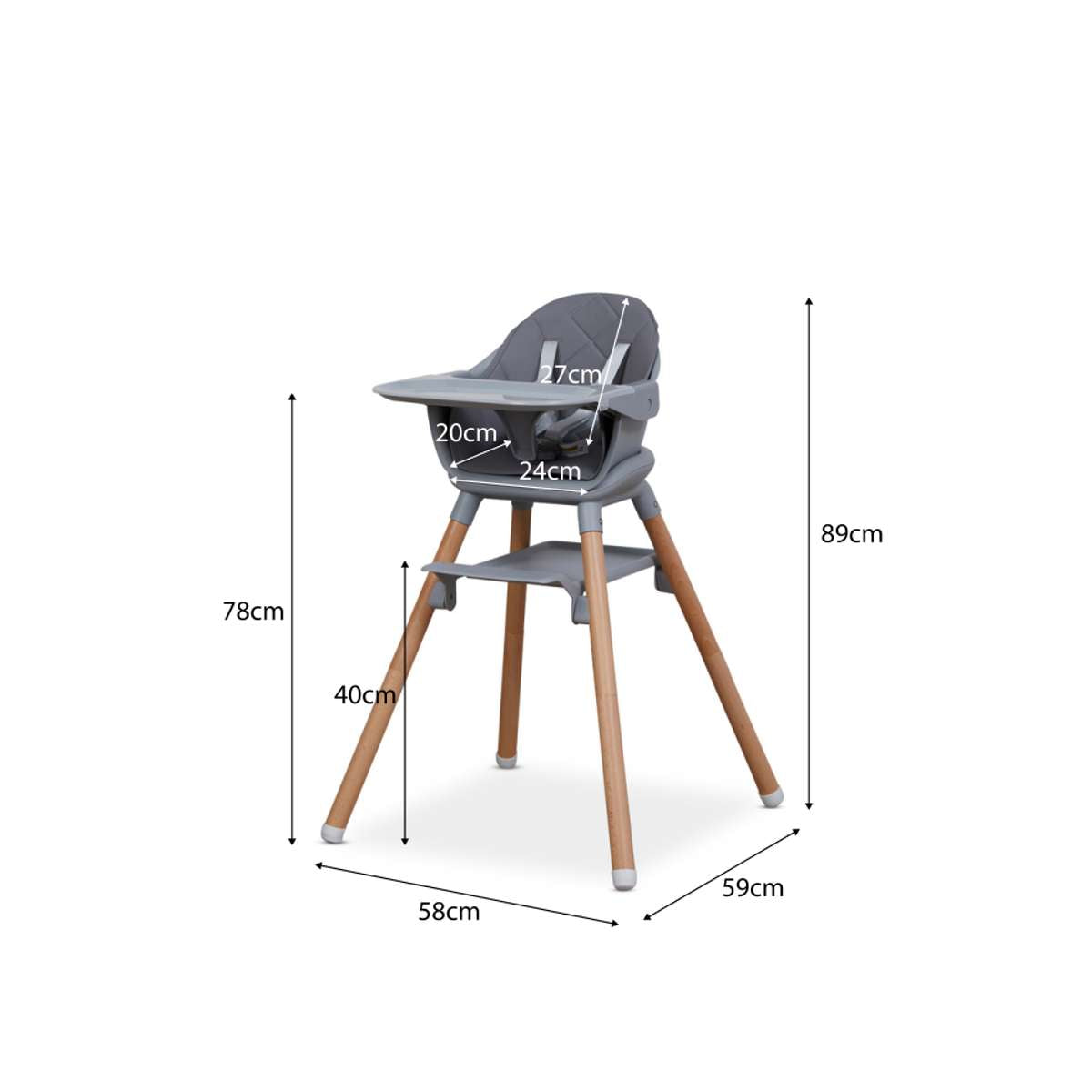 Macey 3-in-1 Highchair - Grey