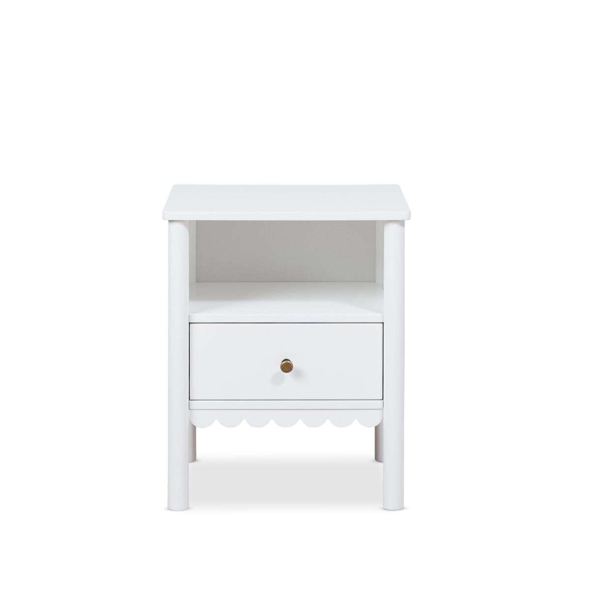 Maisie Scalloped Bedside Table - White