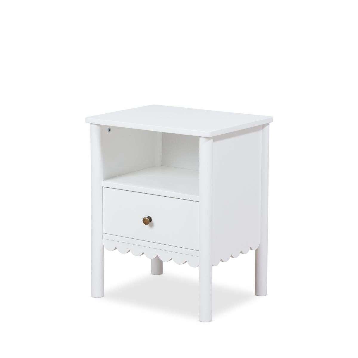 Maisie Scalloped Bedside Table - White