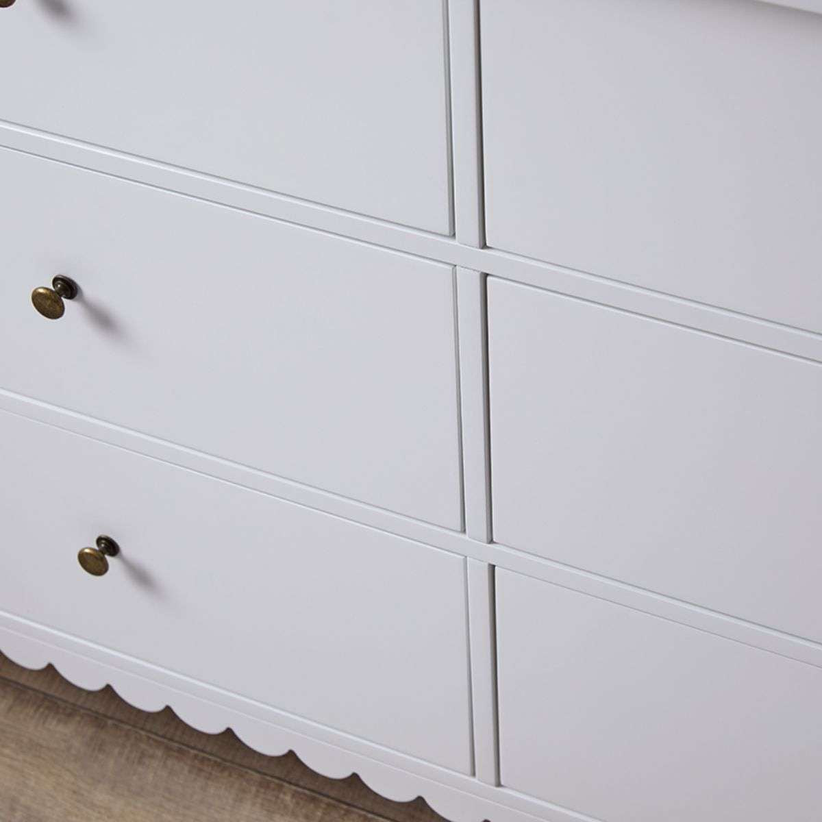 Maisie Scalloped Six Drawer - White