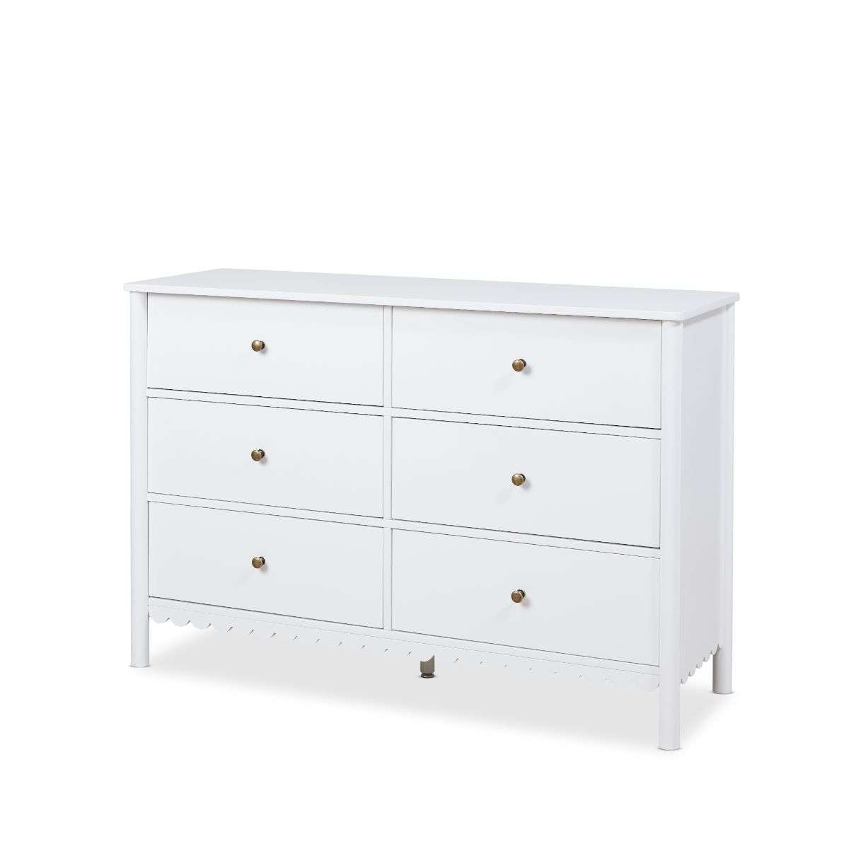 Maisie Scalloped Six Drawer - White