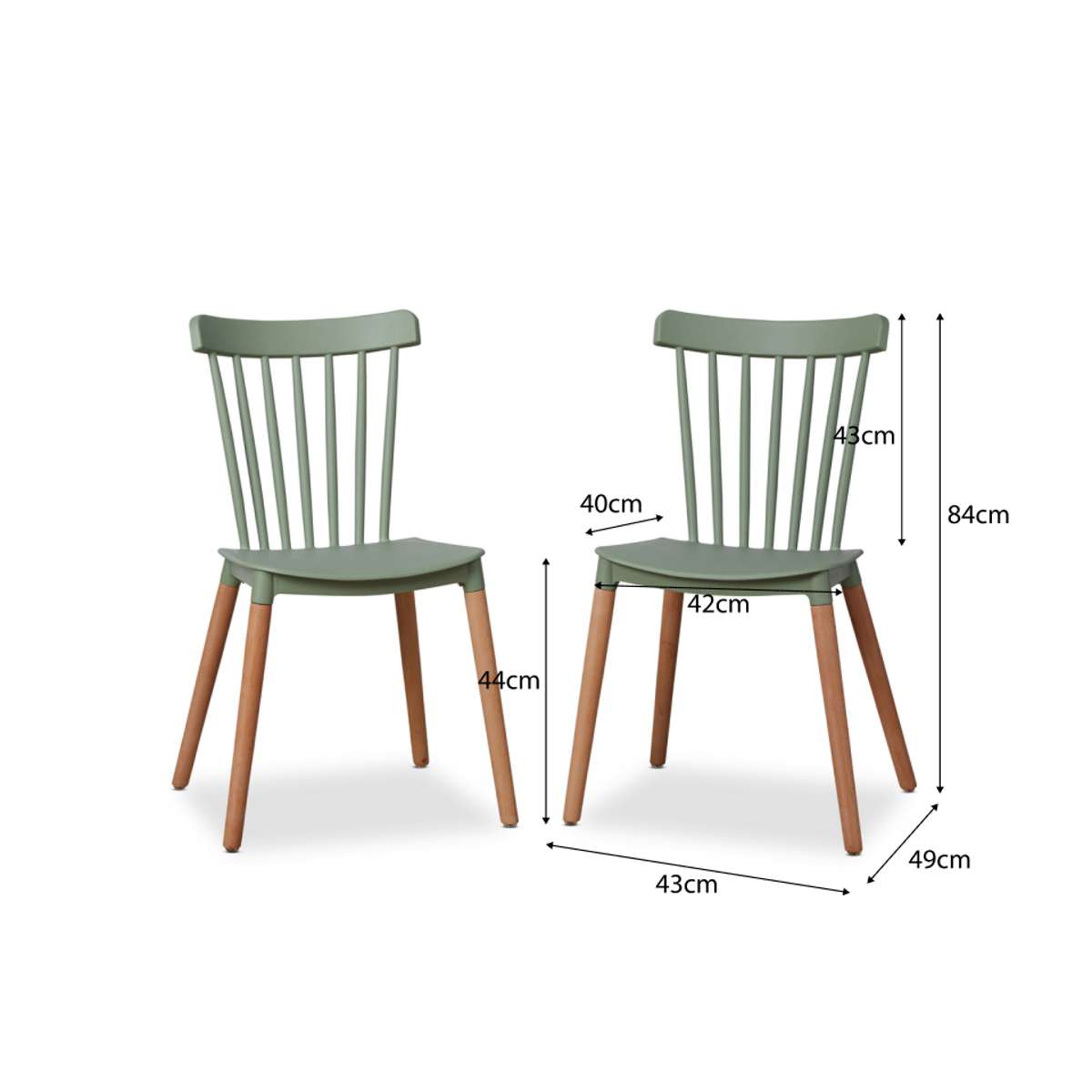 Frida Dining Chair - Set of 2 - Sage Green