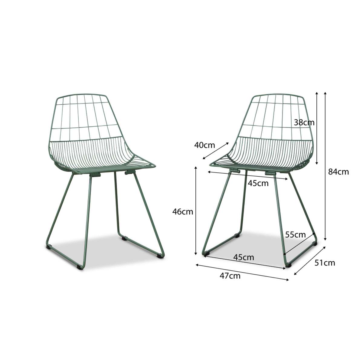Hunter Outdoor Dining Chair - Set of 2 - Forest Green - Mocka Australia