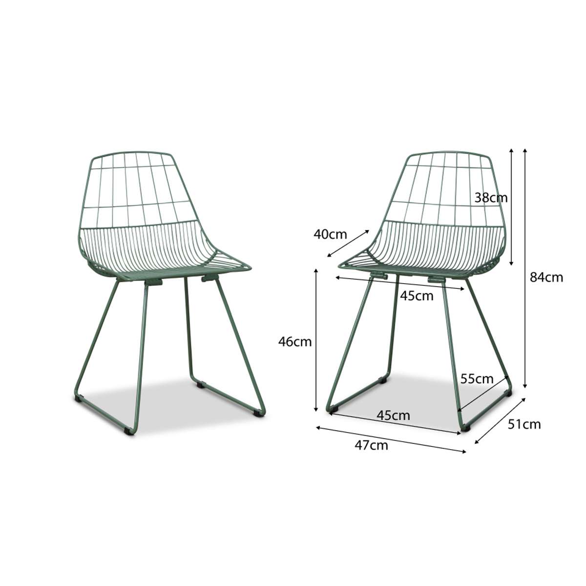 Hunter Outdoor Dining Chair - Set of 2 - Forest Green