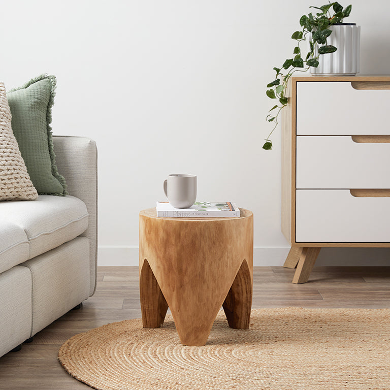 Zeus Wooden Side Table - Natural