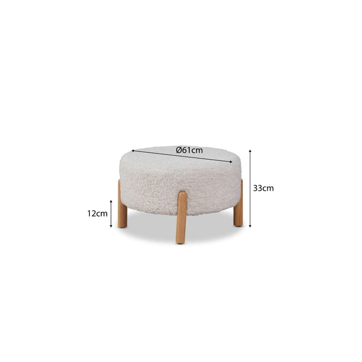 Kenzo Round Sherpa Ottoman - Cream