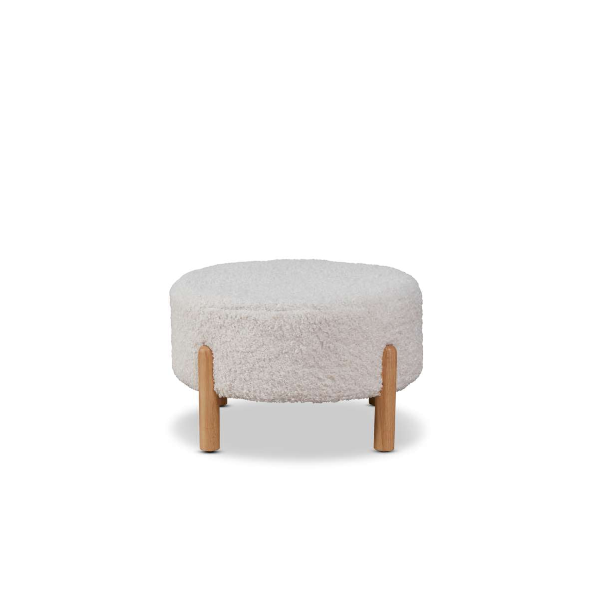 Kenzo Round Sherpa Ottoman - Cream