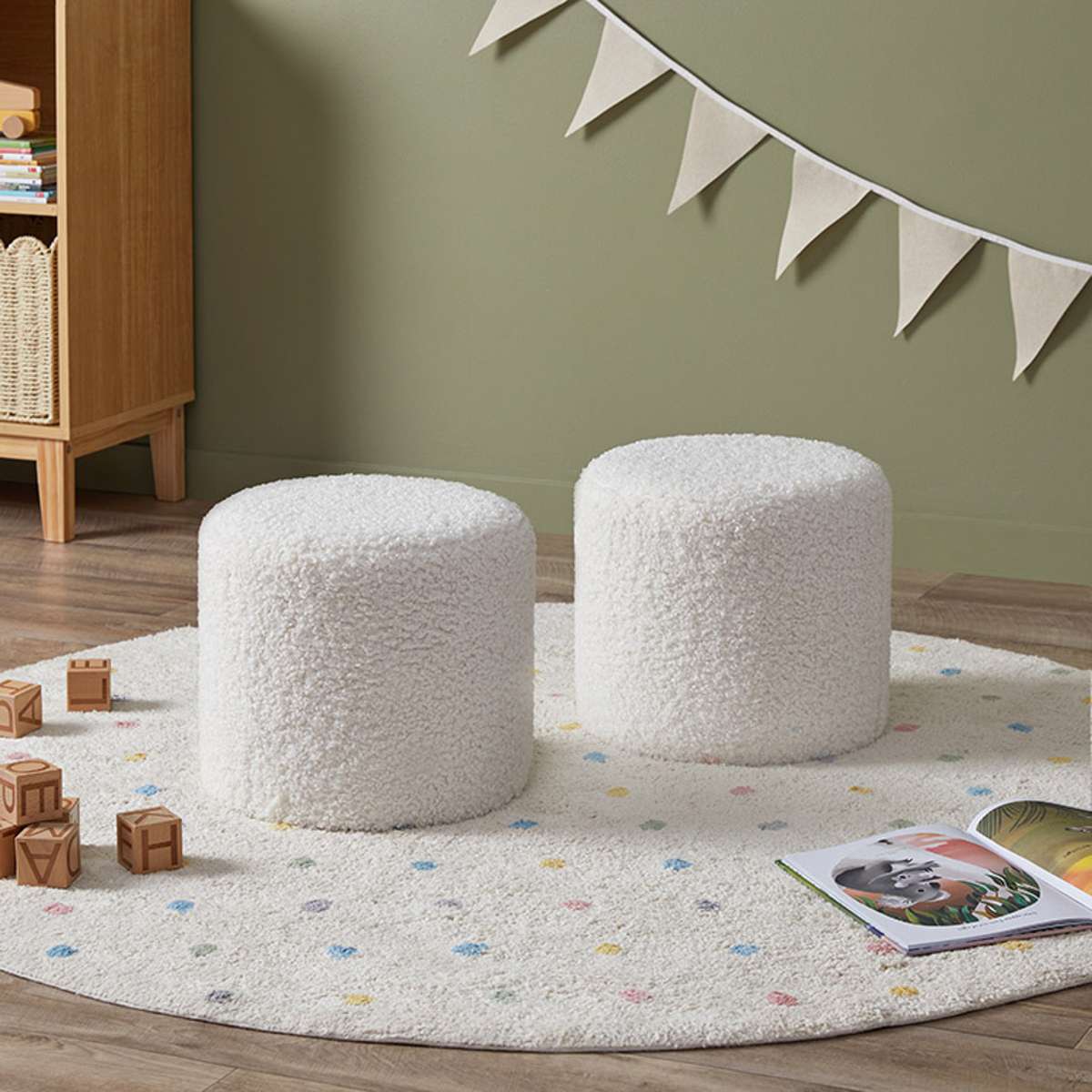 Mini Moo Sherpa Stool - Set of 2