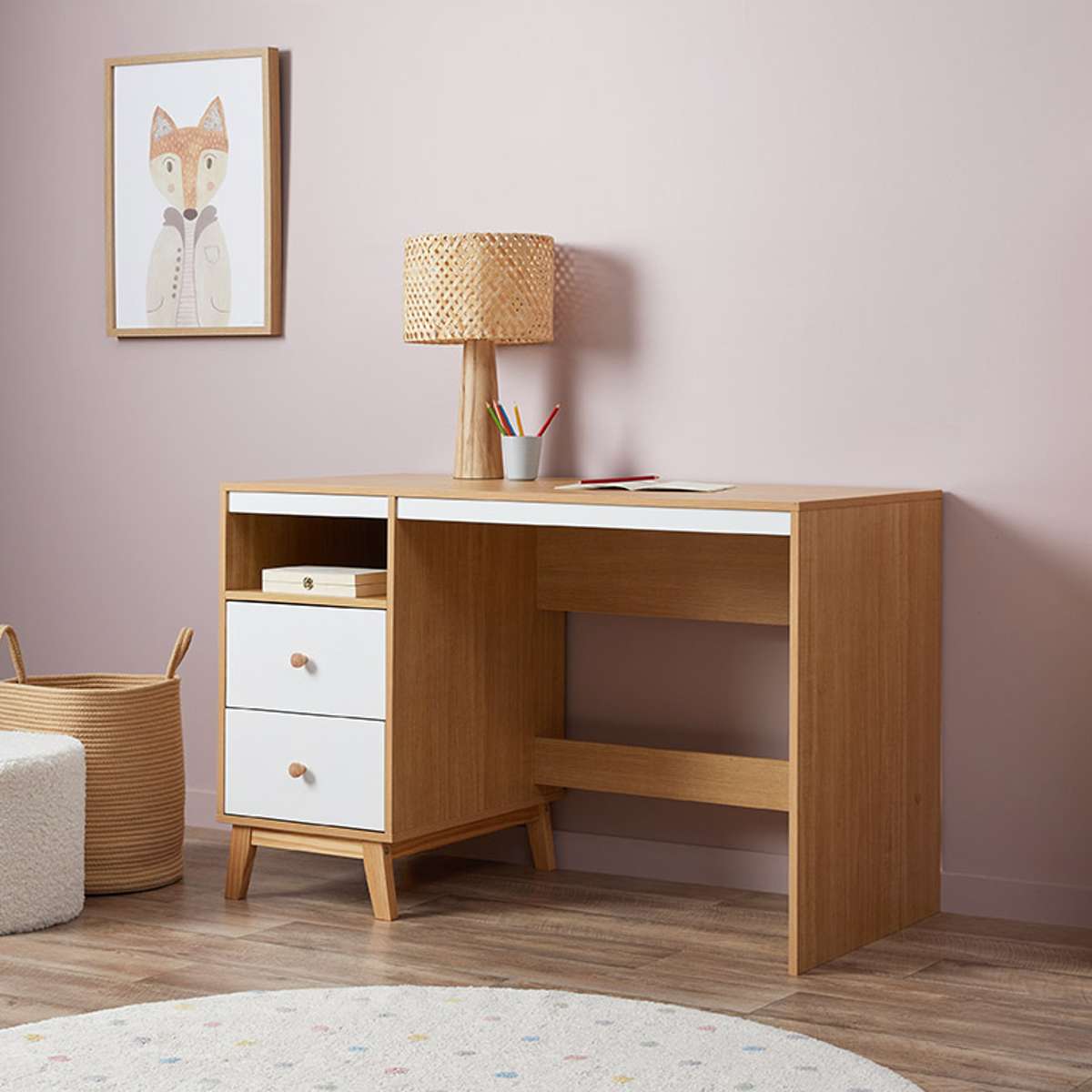 Aspen Desk - White/Natural