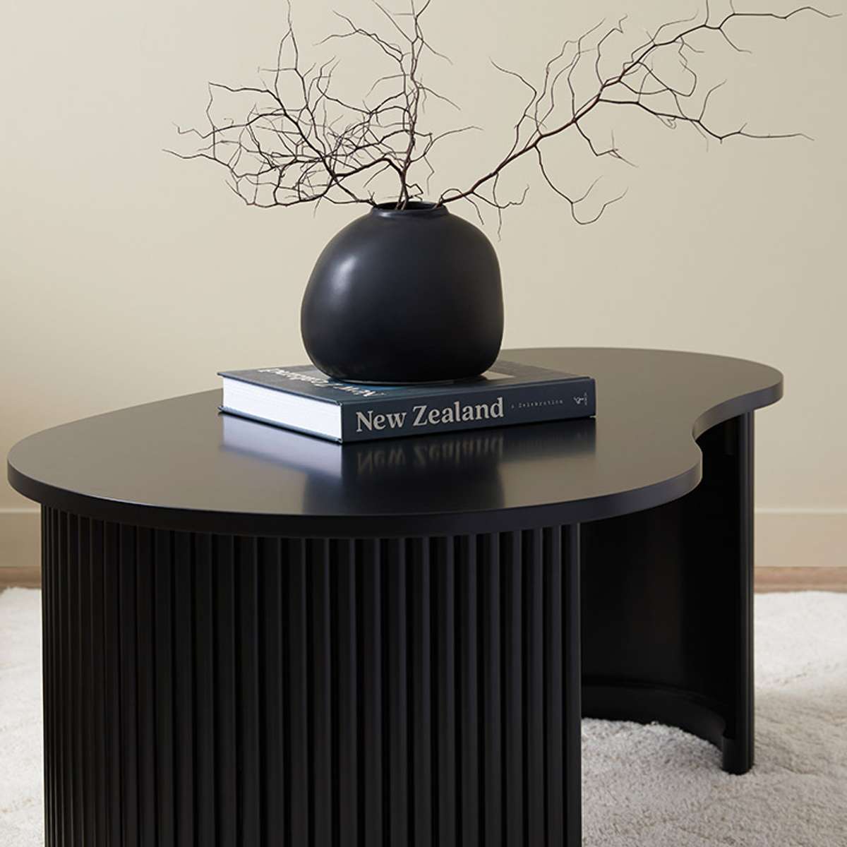 Eve Pebble Shaped Coffee Table - Black