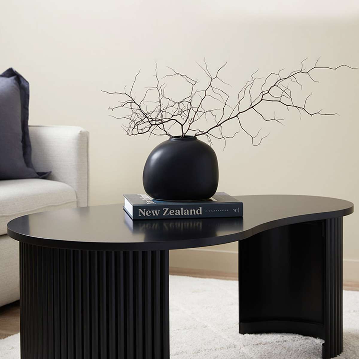 Eve Pebble Shaped Coffee Table - Black