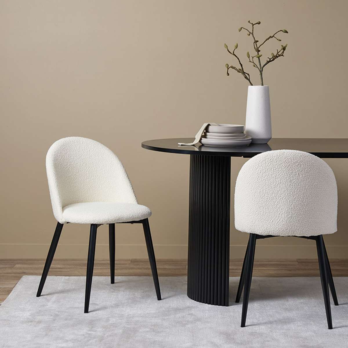 Londyn Dining Chairs - Cream Boucle Set of Six Bundle