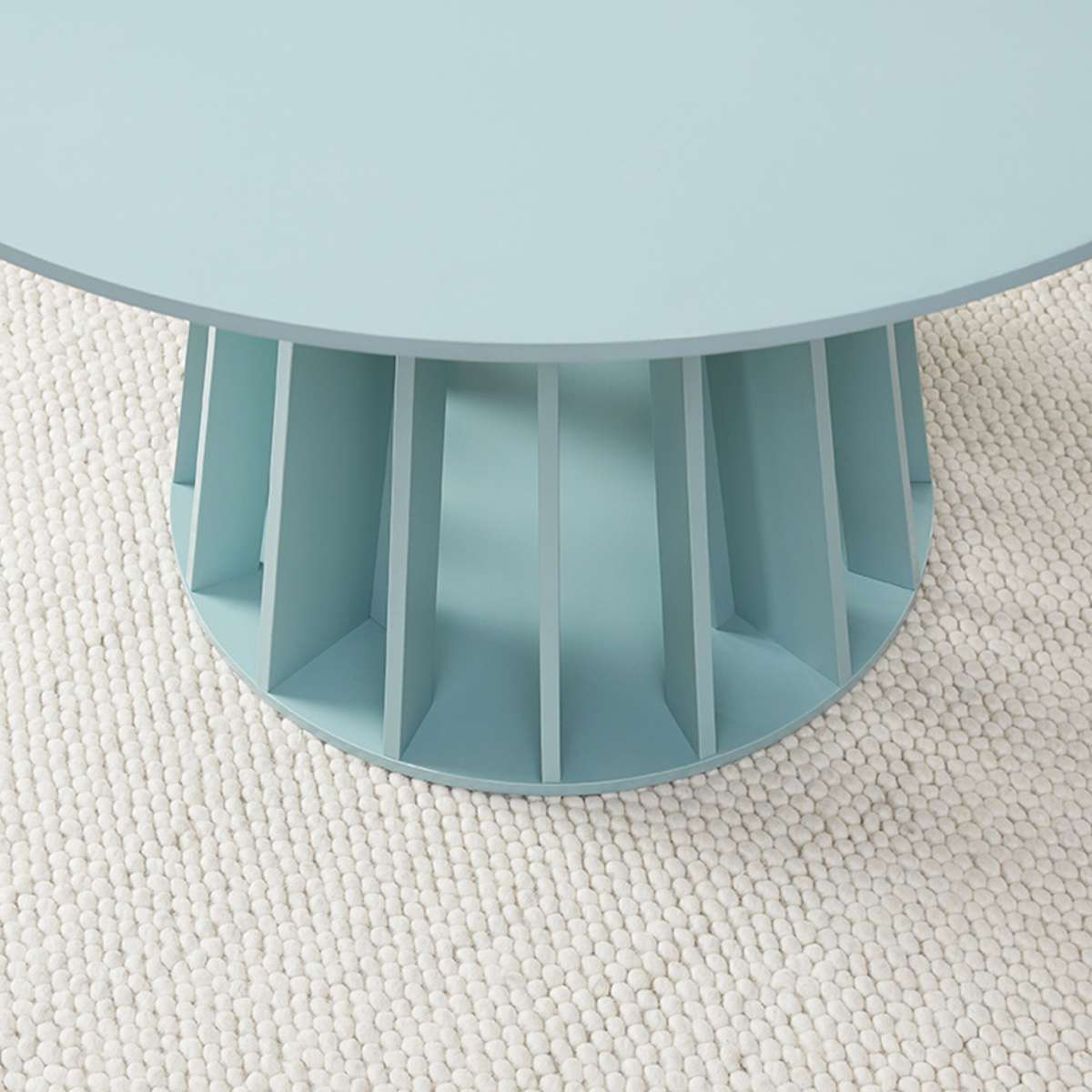 Rune Four Seater Slatted Round Dining Table - Sage