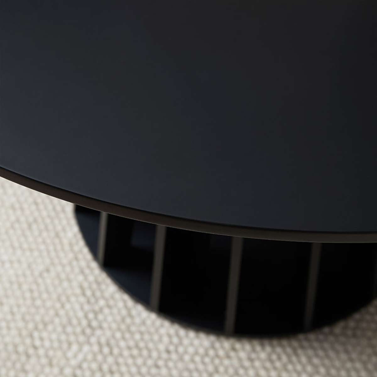 Rune Four Seater Slatted Round Dining Table - Black