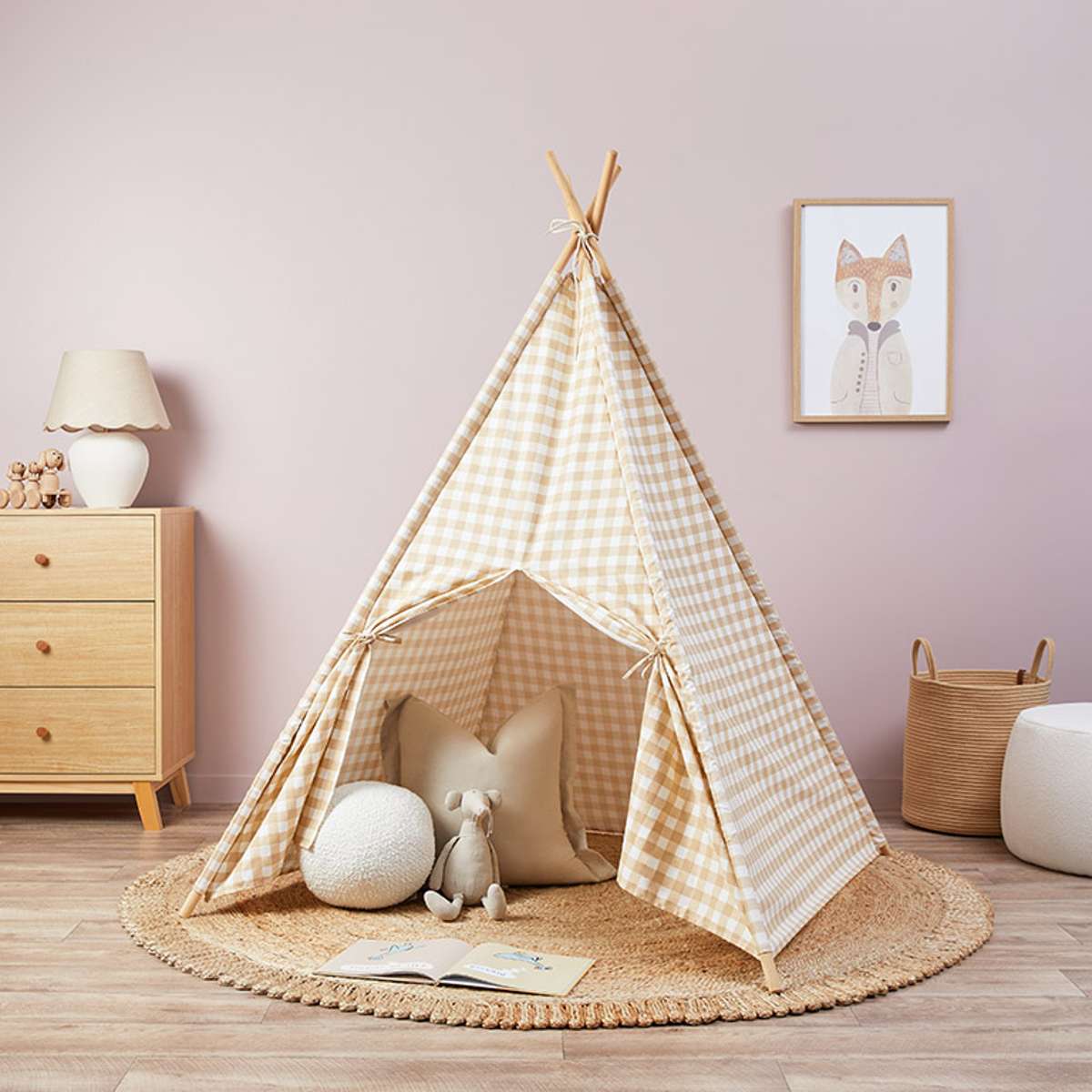 Henley Teepee - Beige Gingham