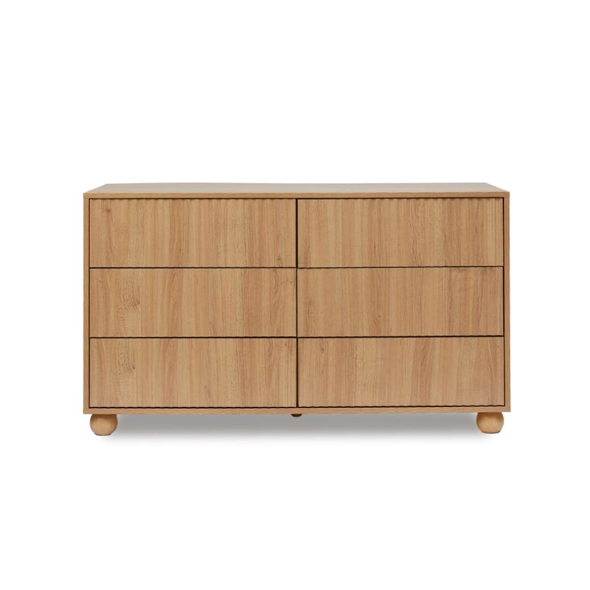 Deven Ball Feet Six Drawer - Natural
