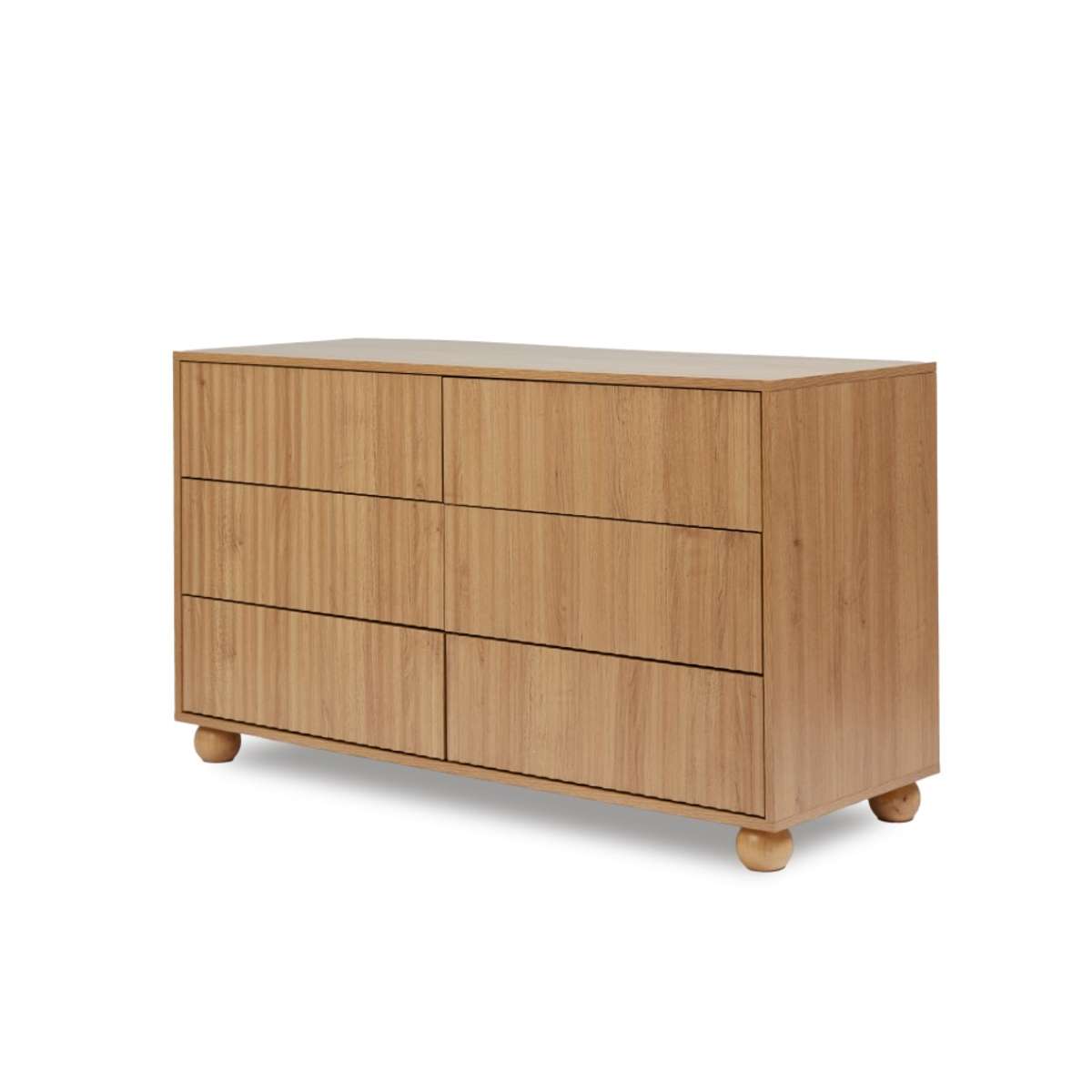 Deven Ball Feet Six Drawer - Natural