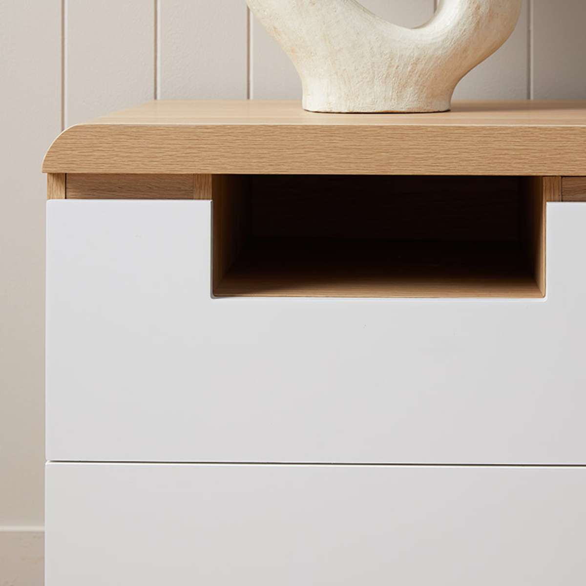 Rhodes Bedside Table - White/Natural