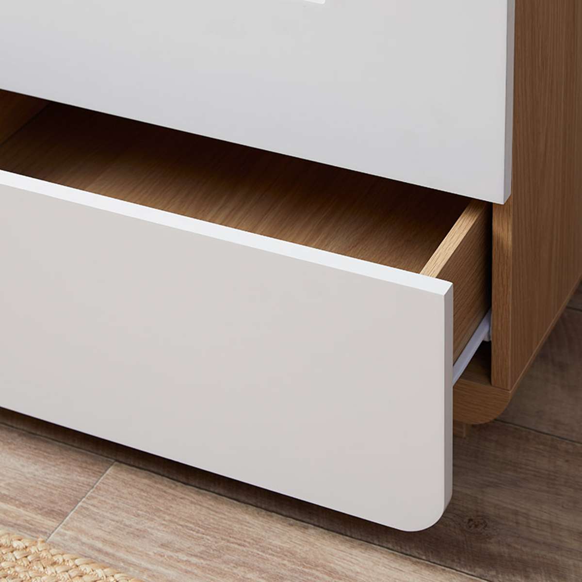 Rhodes Bedside Table - White/Natural